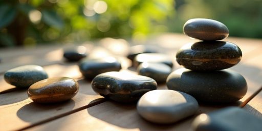 Pietre di meditazione su superficie di legno