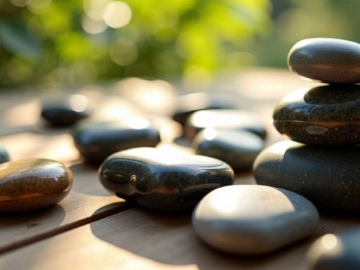 Pietre di meditazione su superficie di legno