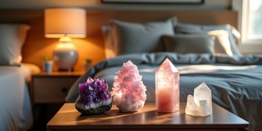 Cristalli sul comodino in una camera da letto