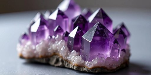 Un'immagine di un cristallo di ametista lucido.