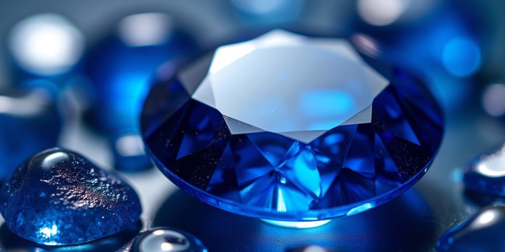 Zaffiro blu brillante con sfaccettature