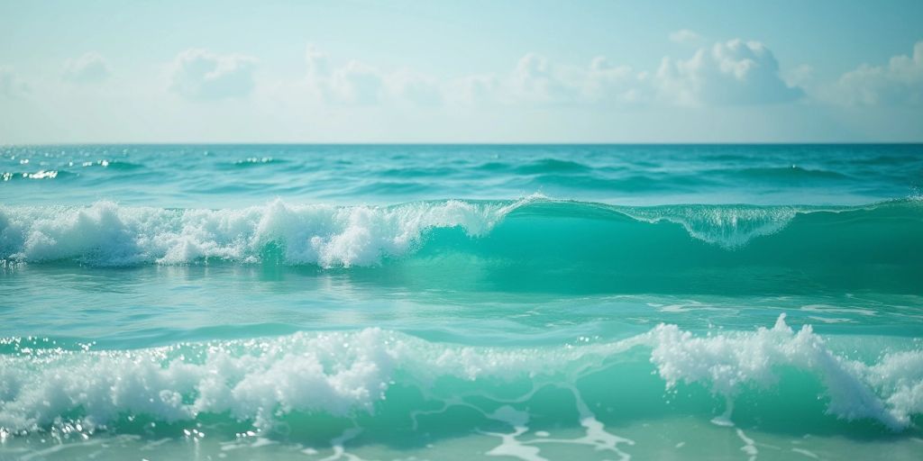 Oceano turchese con onde e cielo sereno