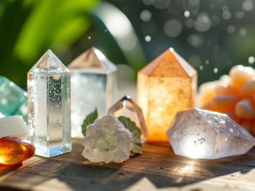 Cristalli puliti con acqua e luce solare