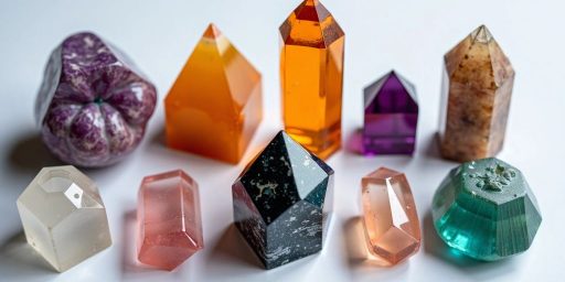 Collezione di dieci cristalli colorati