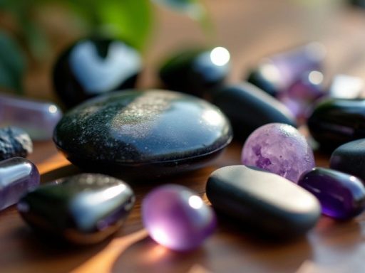 Pietre di protezione su superficie di legno