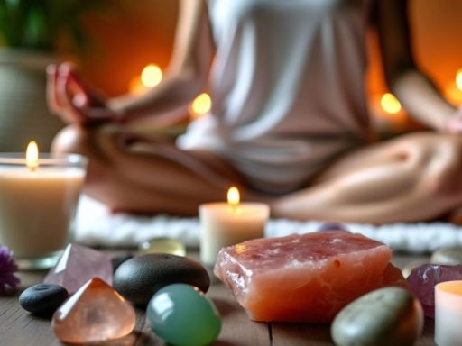 Cristalli, candele e meditazione in una spa