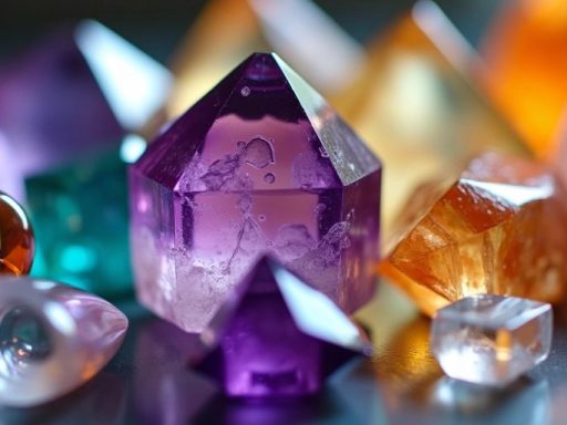 Cristalli colorati su superficie riflettente