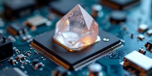 Cristallo su circuito elettronico moderno