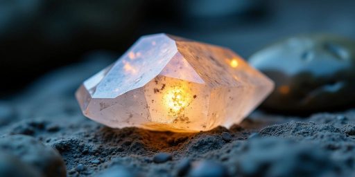 Primo piano di una pietra di luna luminosa.