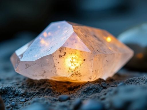 Primo piano di una pietra di luna luminosa.