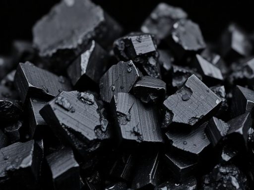 Cristalli di tormalina nera su sfondo scuro.