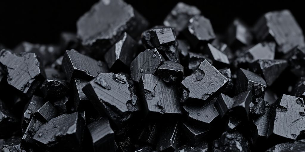 Cristalli di tormalina nera su sfondo scuro.