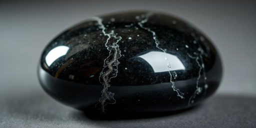 Primo piano di una pietra di ossidiana nera