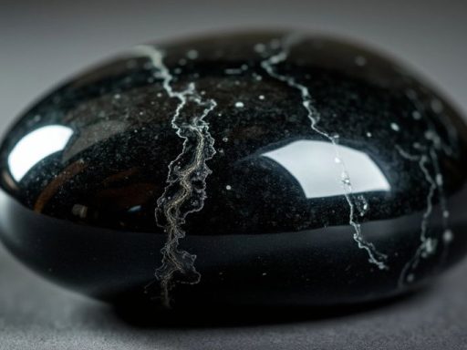 Primo piano di una pietra di ossidiana nera