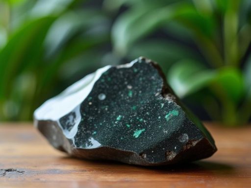 Pietra di shungite su tavolo di legno