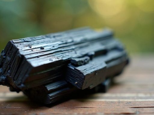 Cristallo di tormalina nera su sfondo naturale